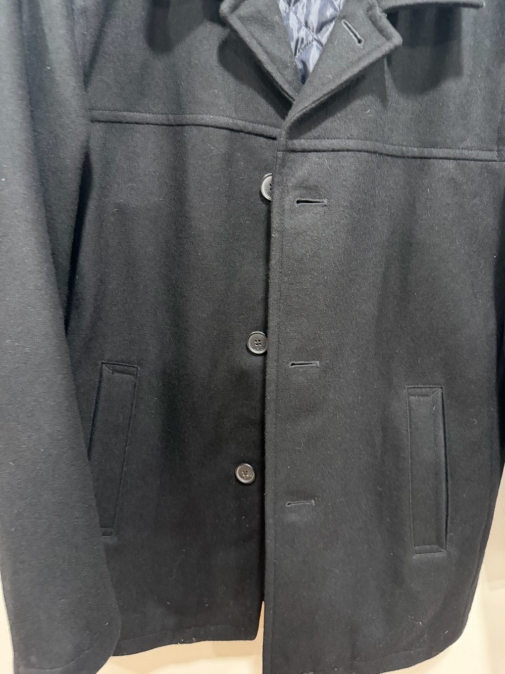 Tommy Hilfiger Black Wool Blend Coat Men’s Classic Button Front Jacket large - Picture 7 of 9